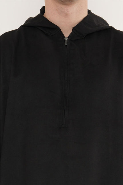 Men's Hooded Eid Black Moroccan Jubba Robe Ramadan Eid Thobe - HM12