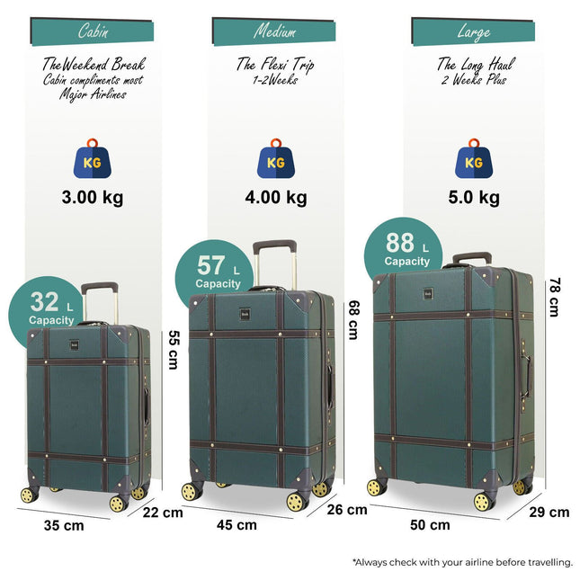 Vintage Hard Shell  Luggage Trunk Suitcase Set