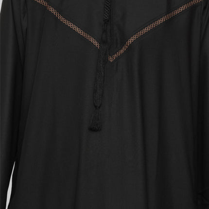 Men's Eid Black Moroccan Thobe Robe Djellaba Ramadan Eid Jubba- HM10