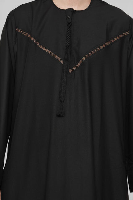Men's Eid Black Moroccan Thobe Robe Djellaba Ramadan Eid Jubba- HM10