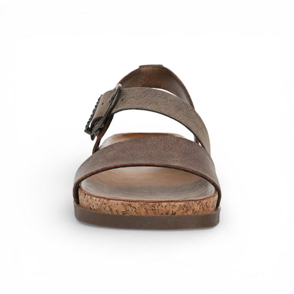 Blowfish Malibu Women's Brown Silver Footbed Strappy Flat Sandals - Lance