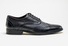 Mens Classic Oxford Brogue Shoes In Patterned Black Leather