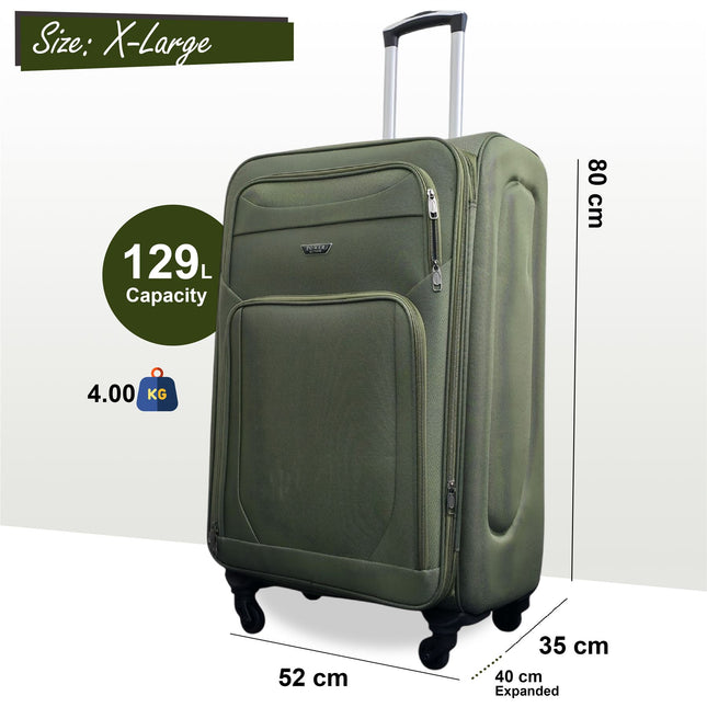 Soft Shell Lightweight Nylon Suitcase Set 4 Wheel Travel Case Holiday Bags