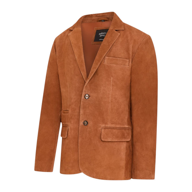 Mens Italian Rust Suede Leather Blazer Jacket - Aarau