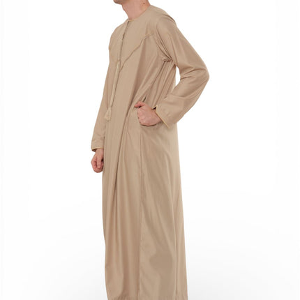 Men's Ramadan Beige Moroccan Jubba Robe Djellaba Eid Thobe - TT-007