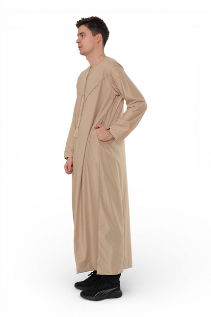 Men's Ramadan Beige Moroccan Jubba Robe Djellaba Eid Thobe - TT-007