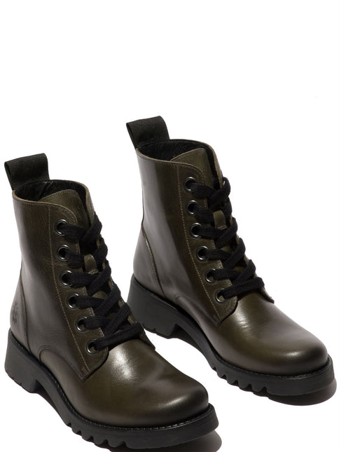 Fly London Womens Green Ragi539 Casual Rug Leather Lace-Up Ankle Boots