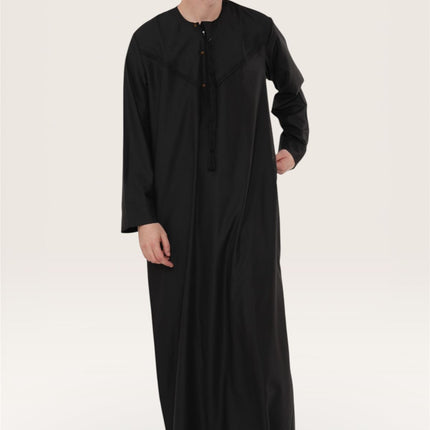 Men's Eid Black Moroccan Jubba Robe Djellaba Ramadan Eid Thobe - HM11