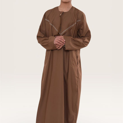 Kids Boys Eid Camel Brown Moroccan Thobe Robe Djellaba Ramadan Eid Jubba- K-HM10