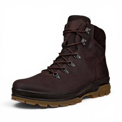 Ecco Men's Brown Leather Waterproof Lace-up Hiking Boots - Rugged Track 25