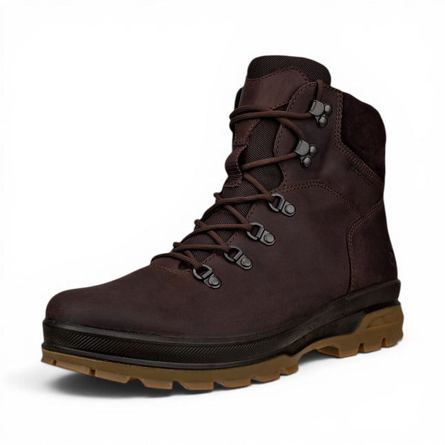 Ecco Men's Brown Leather Waterproof Lace-up Hiking Boots - Rugged Track 25