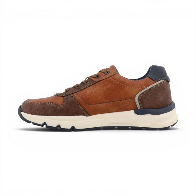 Mustang Men's Tan Faux Leather Trainer Sneakers - M0051003