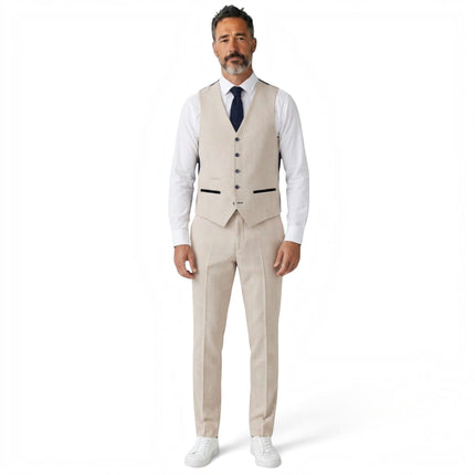 Mens Cream Check Tailored Trousers Formal Pants - Regent