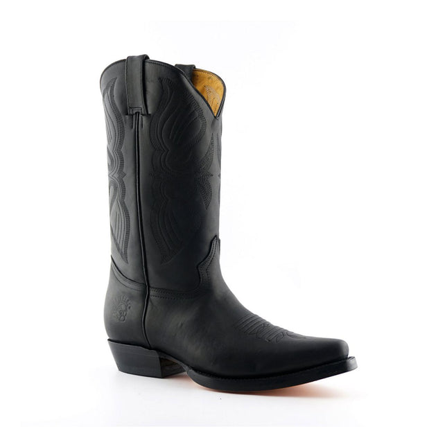 Grinders Mens Black Cowboy Leather Boots - Louisiana