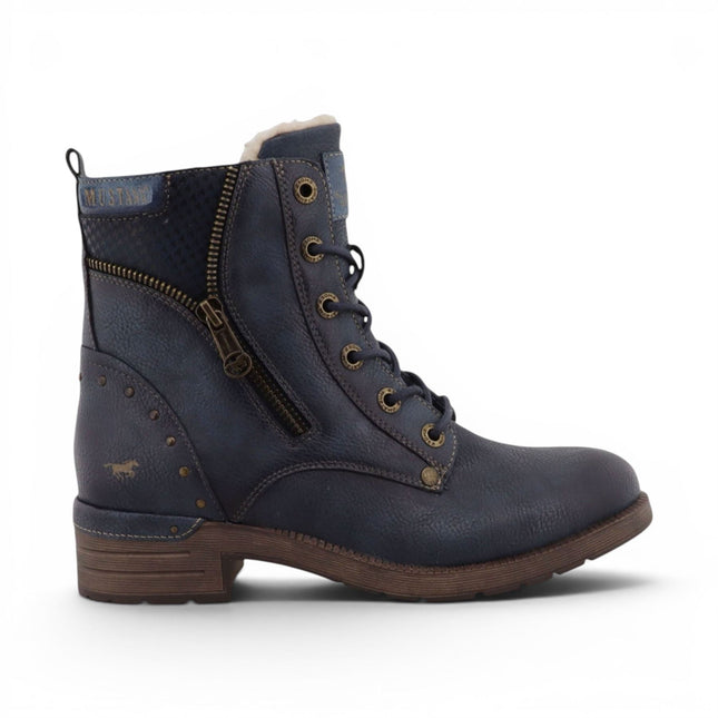 Mustang Women's Navy Warm Winter Lace-Up Ankle Boots - M0072014