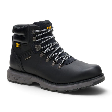 Caterpillar (CAT) Mens Black Leather Waterproof Lace Up Boots - Pursue Hiker