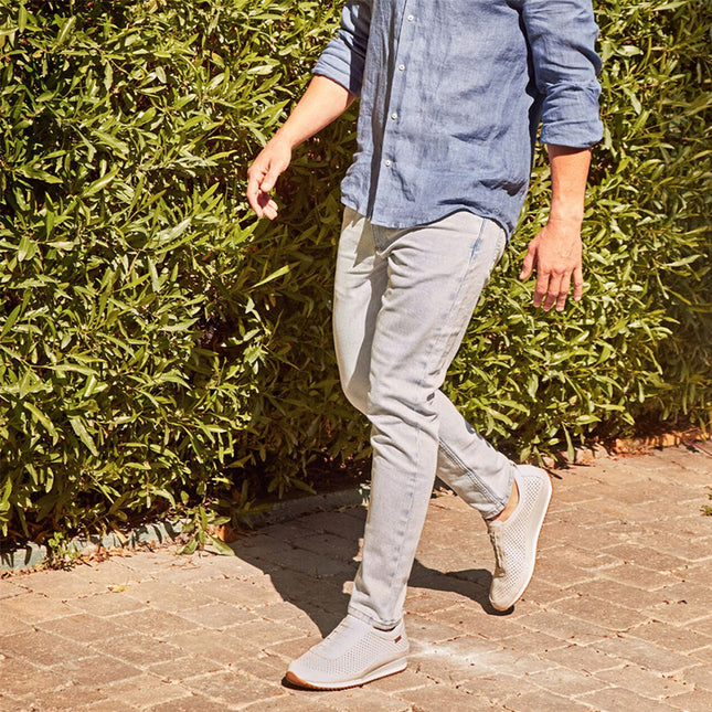 Pikolinos Men's White Leather Elastic Slip-on Sneaker Trainers Shoes - Liverpool