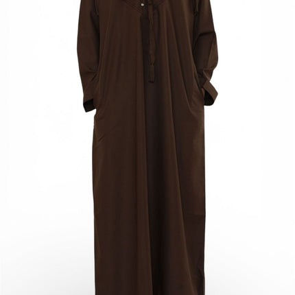 Kids Boys Eid Brown Moroccan Jubba Robe Djellaba Ramadan Eid Thobe - K-HM11