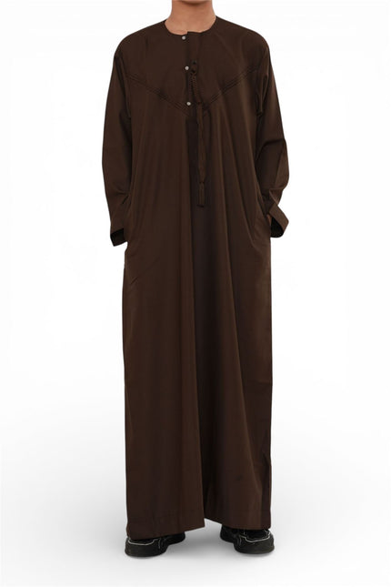 Kids Boys Eid Brown Moroccan Jubba Robe Djellaba Ramadan Eid Thobe - K-HM11
