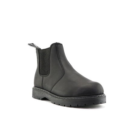 Grinders Unisex Black Chelsea Acs Leather Ankle Slip On Boots