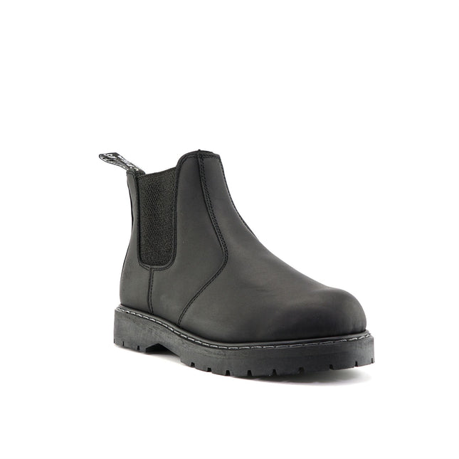 Grinders Unisex Black Chelsea Acs Leather Ankle Slip On Boots