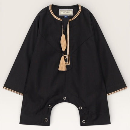 Baby Boys Ramadan Black Moroccan Thobe Robe Emirati Eid Jubba- B-TT003