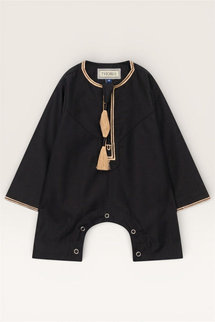 Baby Boys Ramadan Black Moroccan Thobe Robe Emirati Eid Jubba- B-TT003