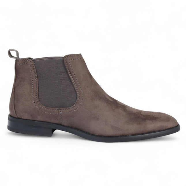 Men's Grey Suede Chelsea Boots Real Leather Lined Slip-On