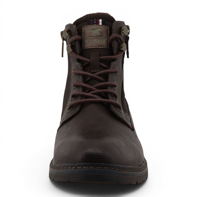 Mustang Men's Dark Brown Faux Leather Winter Lace-Up Ankle Boots - M0031006