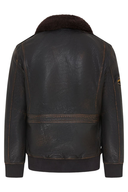 Men's Leather Bomber Sheepskin Collar G-1 Aviator Jacket - Linear