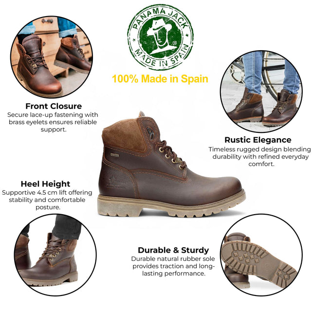Panama Jack Men's Amur GTX C10 Chestnut Waterproof Leather Ankle Boots