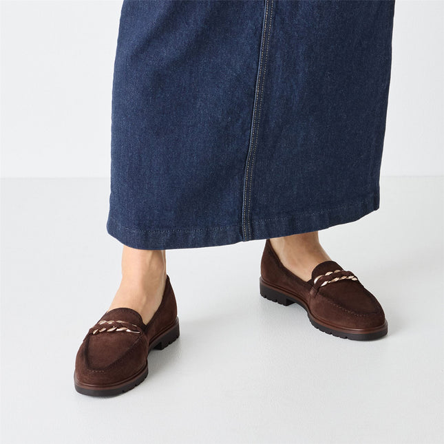 Tamaris Womens Mocca Brown Suede Leather Loafers Shoes