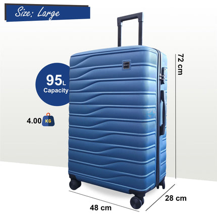 Hardshell Blue Suitcase Set Robust 8 Wheel Luggage Cabin Case Bag