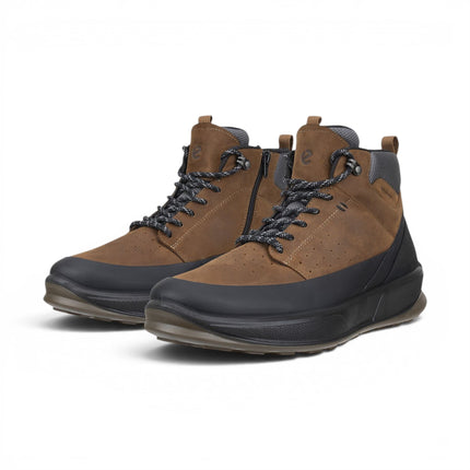 Ecco Men's Waterproof Black Tan Leather Outdoor Walking Boots - Byway 2.0