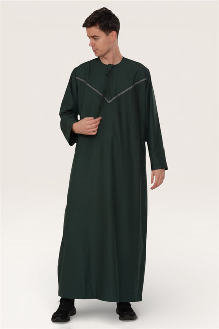 Men's Eid Green Moroccan Thobe Robe Djellaba Ramadan Eid Jubba- HM10
