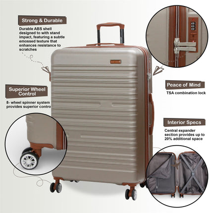Expandable Hard Shell ABS Suitcase Set 8 Wheel Robust Travel Case Holiday Luggage