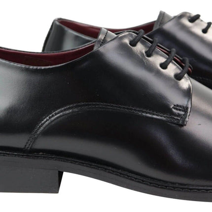Mens Retro Oxford Brogue Derby Shoes In Black Patent Leather