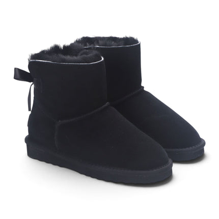 Women's Black Genuine Sheepskin Real Fur Winter Ankle Boots - Eclipse