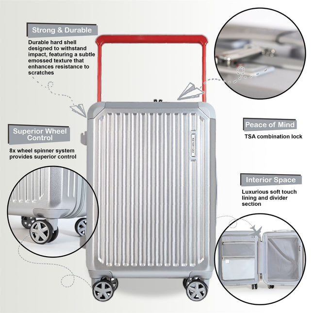 Hard Shell Rimowa Inspired TSA Cabin Luggage Suitcase Durable Spinner Carry-On