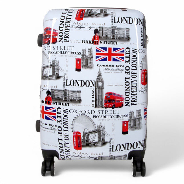 Strong Expandable Hard Shell 8 Wheel Suitcase Set Print Luggage Cabin Travel Bag