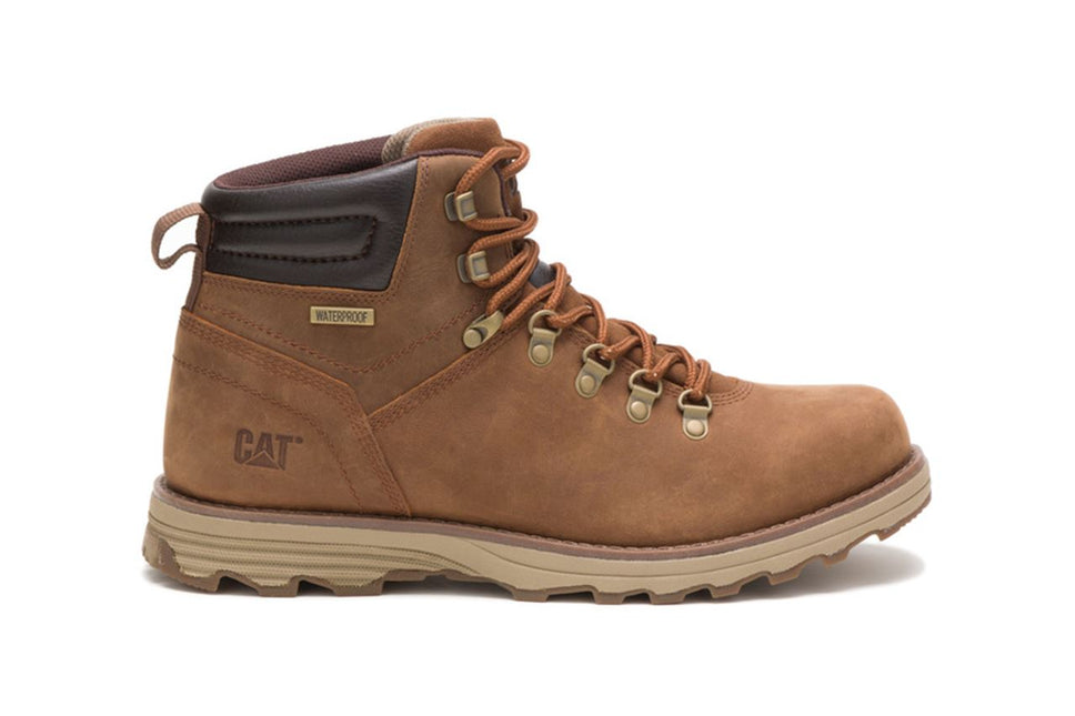 Caterpillar Mens Sire Waterproof Brown Sugar Leather Cat Work Boots