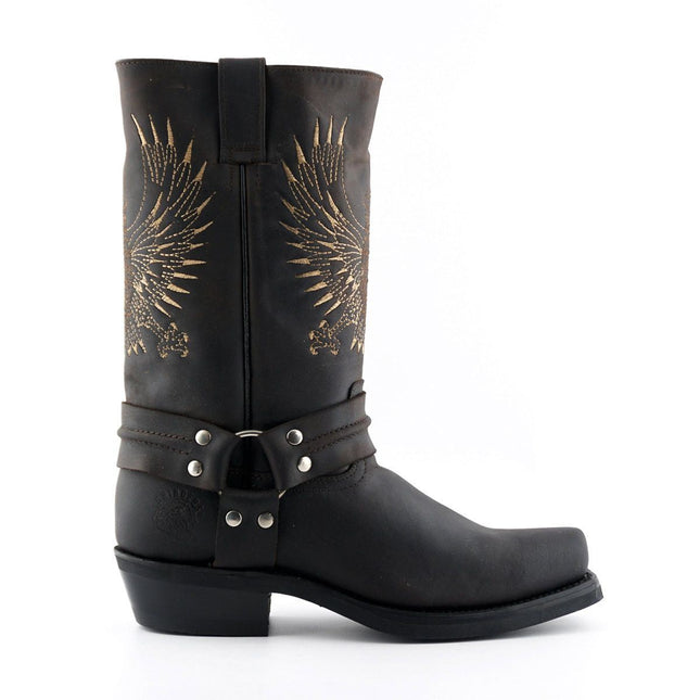 Grinders Mens Brown Leather Cowboy Boots - Bald Eagle