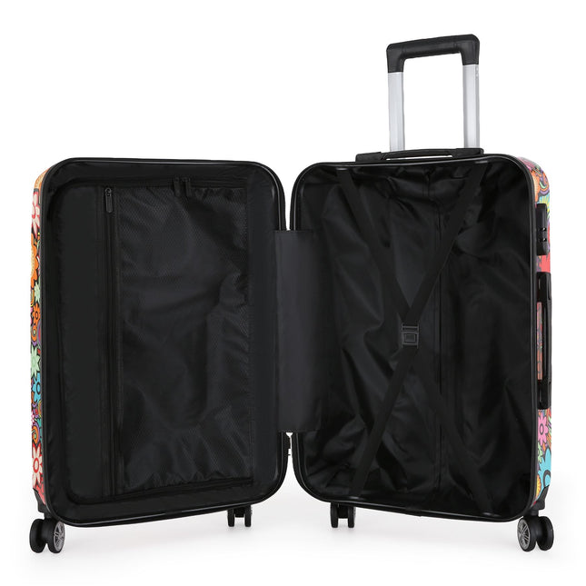 Hardside Shell Suitcase Set Flower Print Luggage Lightweight Cabin Travel Bag