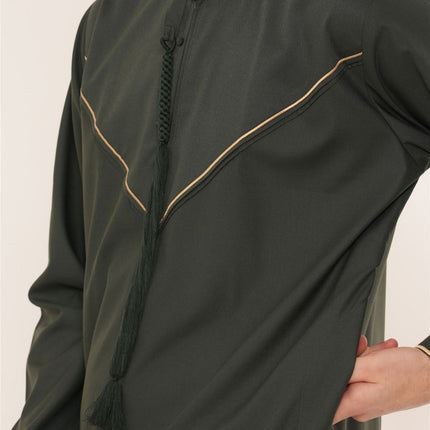 Men's Ramadan Green Moroccan Jubba Robe Djellaba Eid Thobe - TT-007