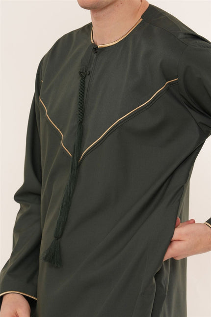 Men's Ramadan Green Moroccan Jubba Robe Djellaba Eid Thobe - TT-007