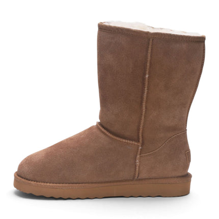 Men's Genuine Sheepskin Chestnut Suede Winter Ankle Boots - Denver