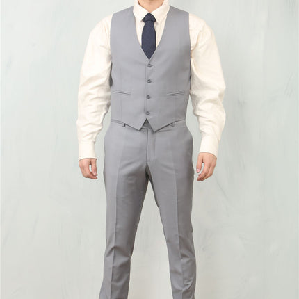Men's Grey 3 Piece Formal Classic Prom Suit Workwear