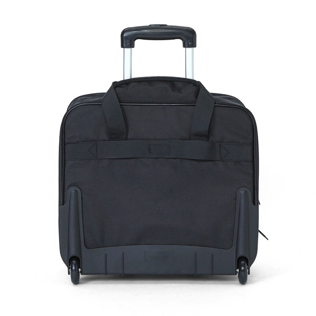 17" Black Wheeled Laptop Briefcase 1680D Polyester 4 Wheel Business Bag