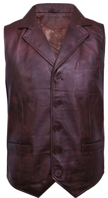 Mens Smart Classic Leather Waistcoat-Bristol