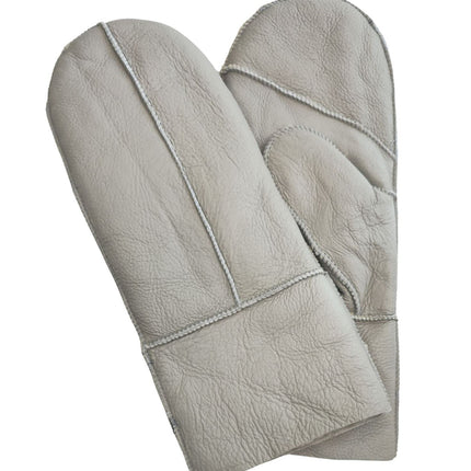 Infinity Leather Womens Grey Genuine Real Sheepskin Mittens Warm Gloves